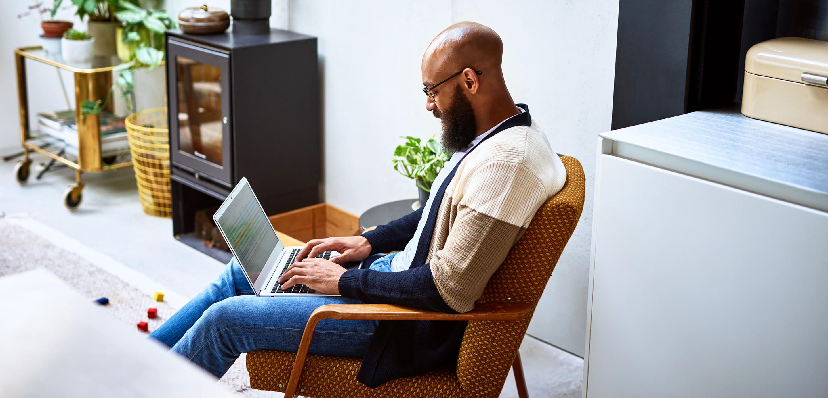 Man working at home on a laptop Man working at home on a laptop