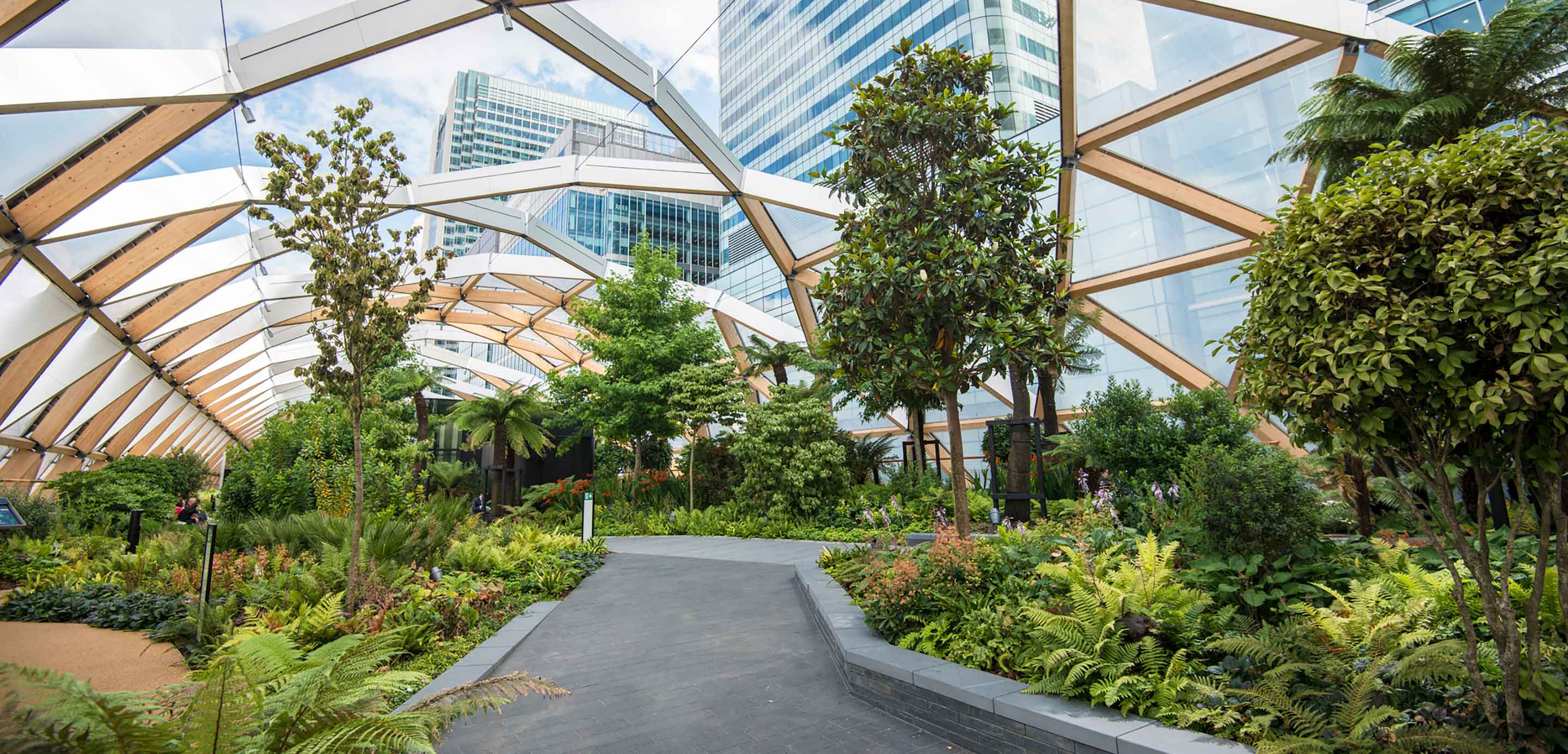Futuristic glass roofed garden Futuristic glass roofed garden